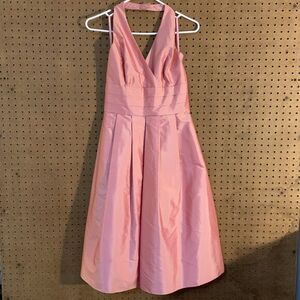 Pink Ann Taylor‎ Dress Halter Silk Glinda Coquette Femme Midi Size 4 NEW